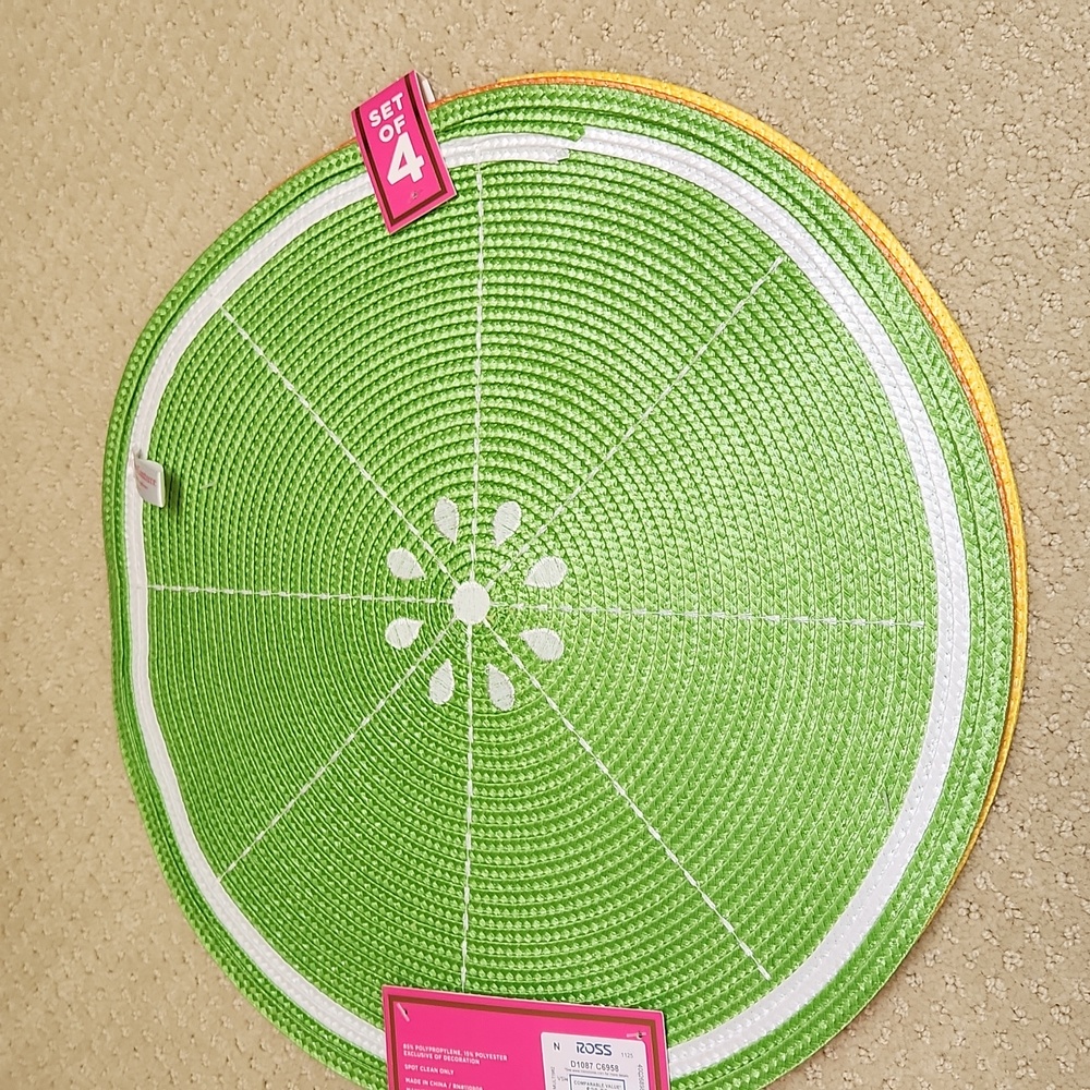 NWT ❗️ set of 4 Juice couture placemats  bright yellow pink orange green fruits